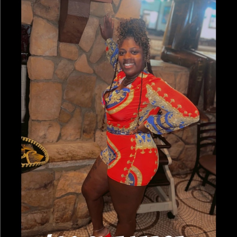 Fashion Nova Red and Blue Jumpsuit